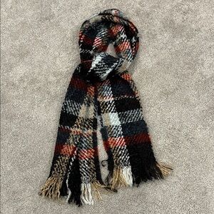P. Cornillon Plaid Fringe Scarf